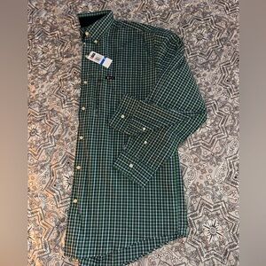 Chaps Men's Green and Blue Checkered Button Down Shirt